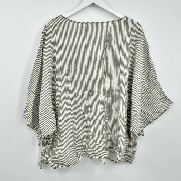 Savanna Jane Floral Embroidered Cotton Boxy Relaxed Striped Pullover Top Size 3X - Picture 6 of 8